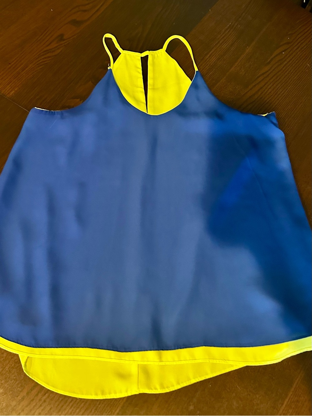 Blue and Yellow Spaghetti Strap Women's Tank Top